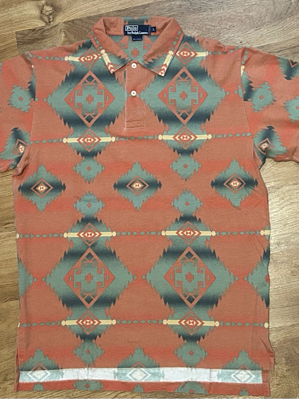 ‘90s Polo Ralph Lauren Men’s L VTG Aztec Navajo Southwestern Polo Shirt EVC